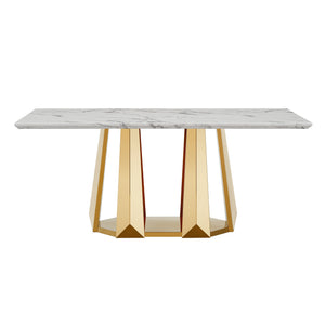 70'' Faux Marble Dining Table for 6 People