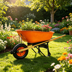 Steel Tray Wheelbarrow Two-Wheeled Trolley for Garden Use
