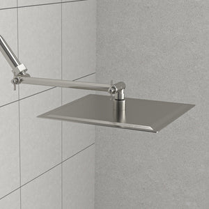 Luxury Rain Shower Head With Adjustable Arm, 10" Square, Stainless Steel - Brushed Nickel