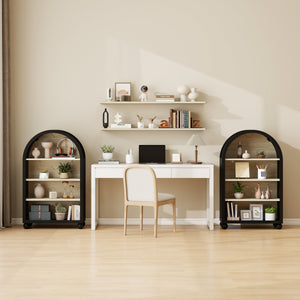 Arched 4-Tier Storage Cabinet with Carved Edges