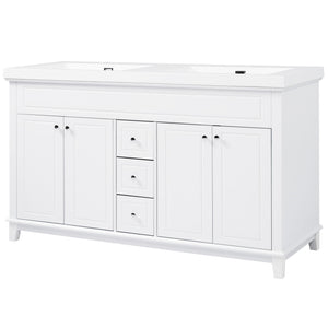 Bathroom Vanity With Double Sinks, 3 Drawers & 4 Doors - White