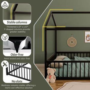Montessori Floor Bed Frame With House Shape
