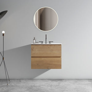 Wall Mount 24" Natural Oak Bathroom Vanity