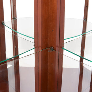 Corner Curio Cabinet With Lights, Adjustable Shelves, Mirrored Back - Walnut