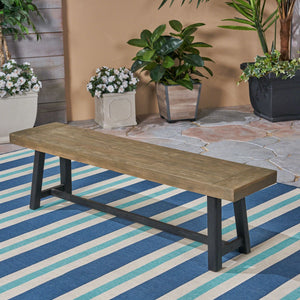 Cloud Outdoor Bench With Acacia Wood Frame And Slat Panel Design