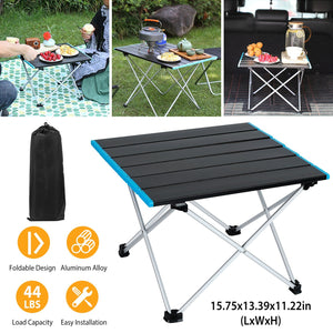 Folding Camping Table Aluminum Alloy Portable Desk Collapsible Outdoor Lightweight Picnic Table w/ Carry Bag For Camping Beach Backpacking Fishing Tra