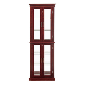 Lighted Curio Cabinet With Adjustable Shelves and Mirrored Back Panel