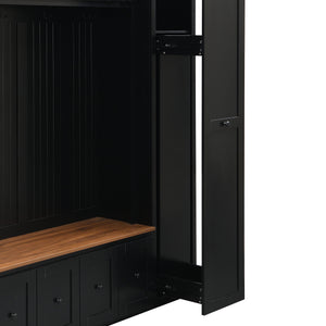 Entryway Hall Tree With Storage Bench, Coat Rack Shoe Bench With Cabinets