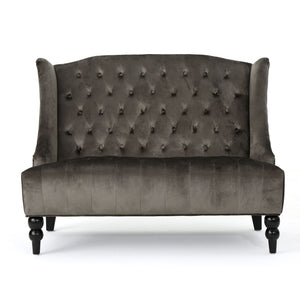Nurturing Upholstered Loveseat With Wing Back And Diamond Tufting