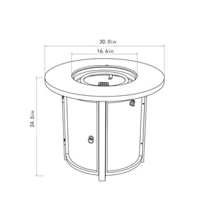 30" Propane Gas Fire Pit Table, 50000 BTU Round Steel Fire Pit