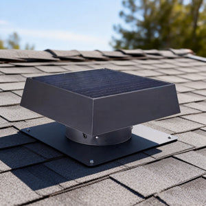 12" Flush Mount Trapezoid Solar Attic Vent with Dual Power Roof Exhaust Fan