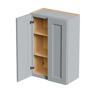 Gray Shaker Solid Wood Wall Cabinet with Soft-Close Doors