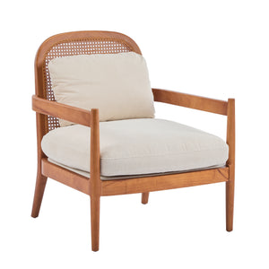 Elliston Rattan Backrest Solid Wood Accent Chair with Cushions - Set of 2