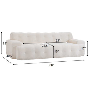 88 in. Cloud 3 Seater Chenille Sofa with Button Tufted Upholstery