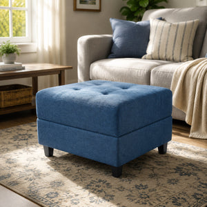 Navy Tufted Ottoman