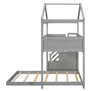House Style Bunk Bed With Storage Staircase And board