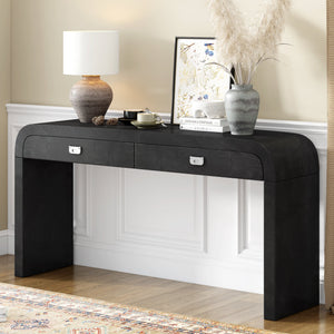 U_STYLE 60'' Wooden Entryway Table with Burl Veneer