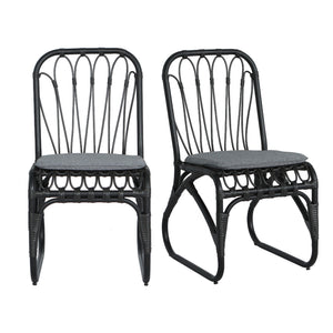 Outdoor Wicker Dining Chairs with Washable Cushion (Set of 2)