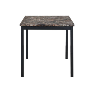 Furniture 5 Piece Metal Dinette Set with Faux Marble Top - Black