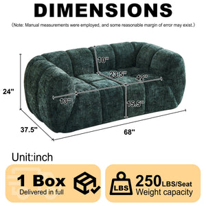 Quilted Cloud Sofa With Rounded Armrests And Piano Key Backrest Design