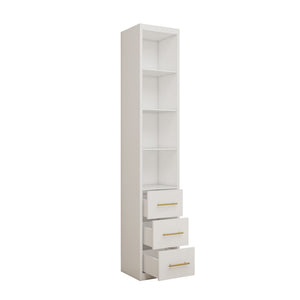 Tall Storage Cabinet With 3 Drawers For Bedroom - White