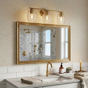 Luster - 3 Lights Vanity With Clear For Bathrooms Above Mirror Wall Lamp Satin - Clear / Gold