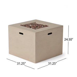 Outdoor Patio Square Gas Burning Concrete Fire Pit 40,000 BTU
