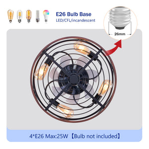 20'' Mounting Type Caged Ceiling Fan with Lights and Remote Control
