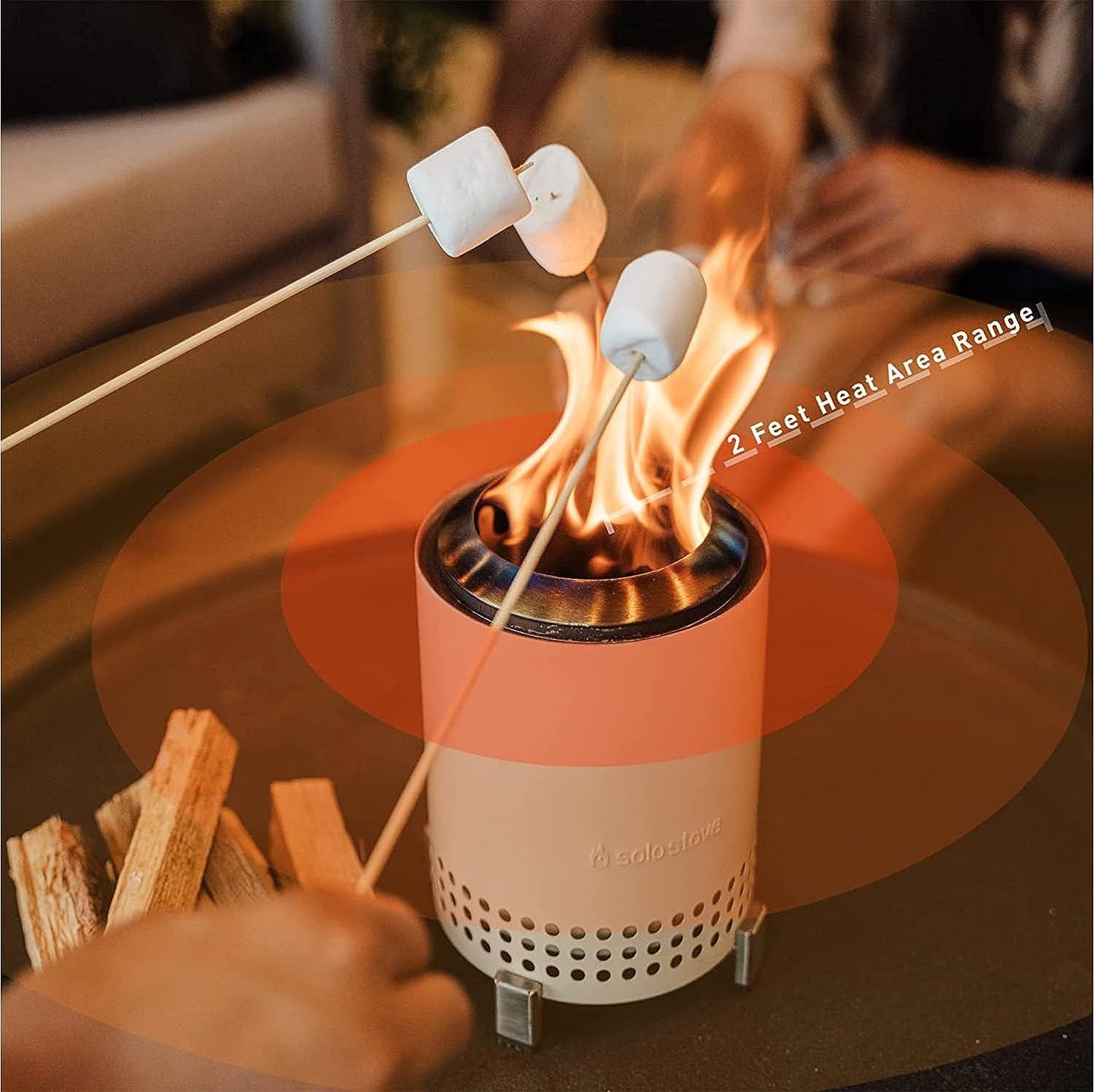 Solo Stove Mesa Tabletop Fire Pit with Stand | Low Smoke Outdoor Mini Fire for Urban & Suburbs | Fueled by Pellets or Wood, Safe Burning, Stainless Steel, with Travel Bag, Various Colors - TRAPSKI, LLC