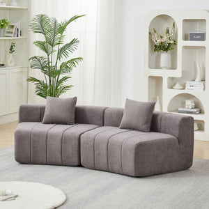 Curved Sectional Sofa With 2 Pillows For Living Room - Gray