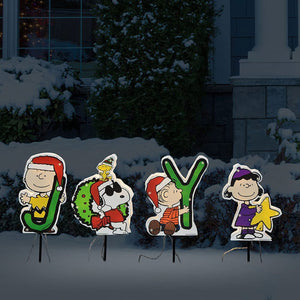 ProductWorks Peanuts 24 Inch Snoopy and 8 Inch Joy Pathway Markers Yard Decor
