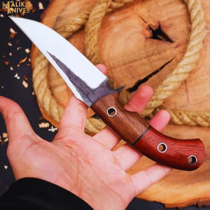 D2 Hunting Knife with Rose Pakka Wood Handle