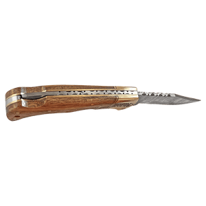 3.75" Damascus Steel Knife with Acadia Wood & Sheath