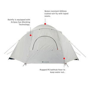 Outbound 8 Person 3 Season Camping Black-Out Dome Tent with Rainfly, Gray/White