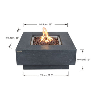 Elementi Manhattan 36" Concrete Outdoor 45,000 BTU Natural Gas Fire Pit Table