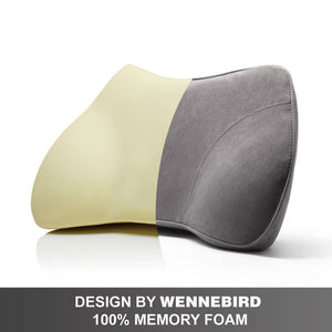 WENNEBIRD Model B Lumbar Memory Foam Support Pillow to Improve Posture, Grey - TRAPSKI