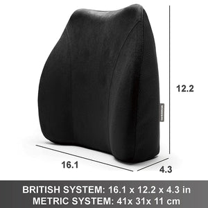 WENNEBIRD Model Q Lumbar Memory Foam Support Pillow to Improve Posture, Black