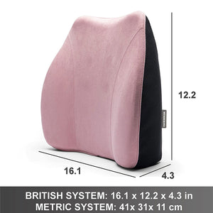 WENNEBIRD Model Q Lumbar Memory Foam Support Pillow to Improve Posture, Pink