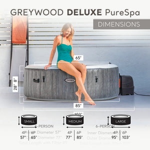 INTEX PureSpa Plus Greywood Inflatable Hot Tub Bubble Jet Spa with Accessory Kit