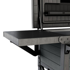 Keter Outdoor Patio Cooler Chest, 89.8 Qt Beverage Bar Cart w/ Wheels, Graphite