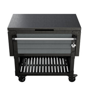 Keter Outdoor Patio Cooling Chest, 89.8 Qt Beverage Bar Cart w/ Wheels, Graphite
