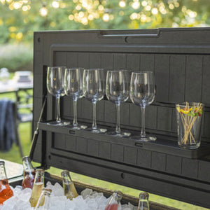Keter Outdoor Patio Cooler Chest, 89.8 Qt Beverage Bar Cart w/ Wheels, Graphite