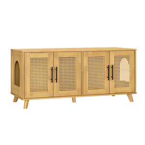 Myra Indoor Premium Rubber Wood Cat Cabinet with Plush Cushion