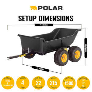 Polar Trailer HD 1500TA Steel Frame Tandem Axle Hauling Trailer w/ Rugged Wheels