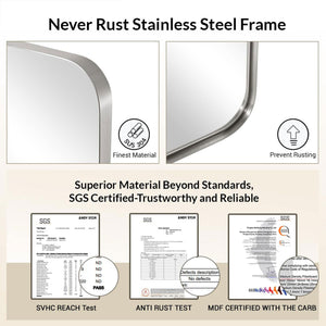 ANDY STAR Modern 20 x 28 Inch Rectangular Hanging Vanity Mirror, Brushed Nickel