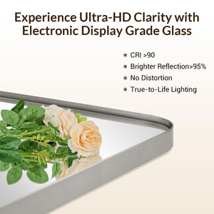 ANDY STAR Modern 20 x 28 Inch Rectangular Hanging Vanity Mirror, Brushed Nickel