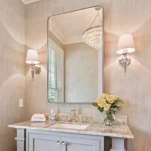 ANDY STAR Modern 20 x 28 Inch Rectangular Hanging Vanity Mirror, Brushed Nickel