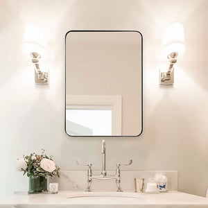 ANDY STAR Modern 20 x 28 Inch Rectangular Hanging Vanity Mirror, Brushed Nickel