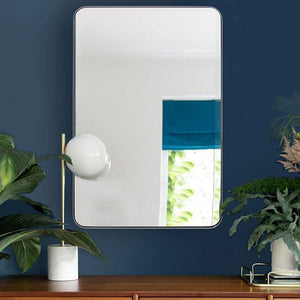 ANDY STAR Modern 20 x 28 Inch Rectangular Hanging Vanity Mirror, Brushed Nickel