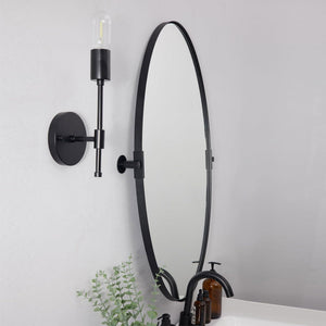 ANDY STAR Modern 22 x 34 Inch Oval Wall Hanging Bathroom Mirror, Matte Black - TRAPSKI